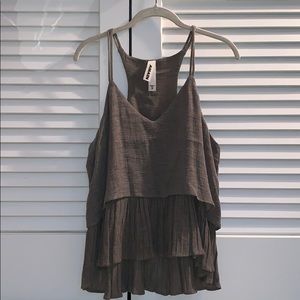 AMADI green olive peplum tank top